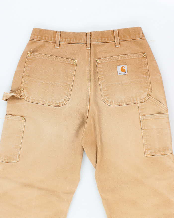 Vintage Carhartt Heavyweight Double Knee Beige Faded Carpenter Trousers - W29 L31