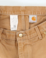 Vintage Carhartt Heavyweight Double Knee Beige Faded Carpenter Trousers - W29 L31