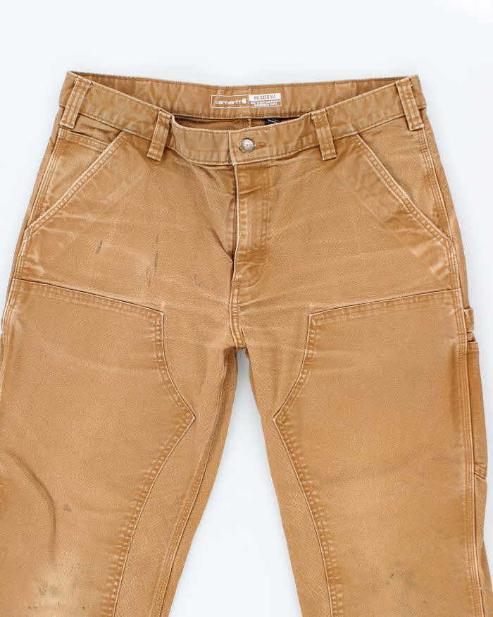 Vintage Carhartt Heavyweight Double Knee Beige Faded Carpenter Trousers - W34 L28