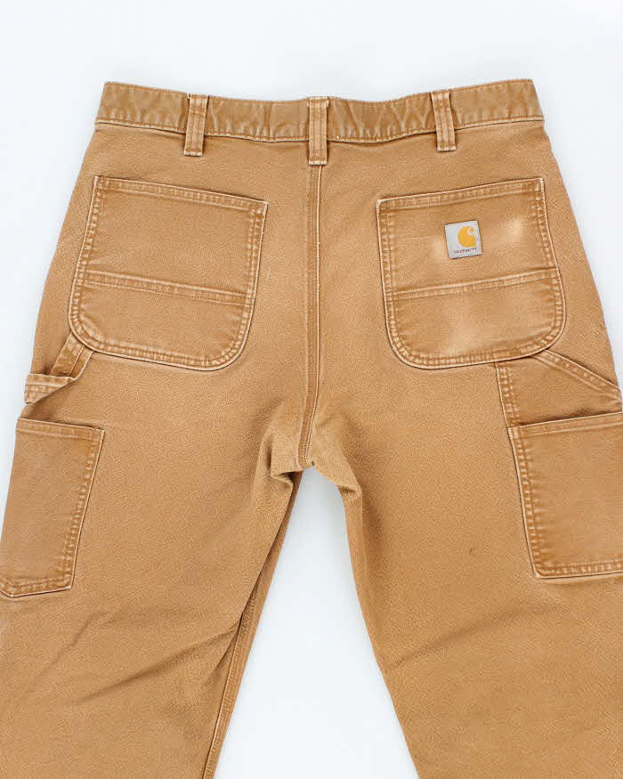 Vintage Carhartt Heavyweight Double Knee Beige Faded Carpenter Trousers - W34 L28
