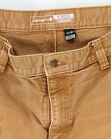 Vintage Carhartt Heavyweight Double Knee Beige Faded Carpenter Trousers - W34 L28