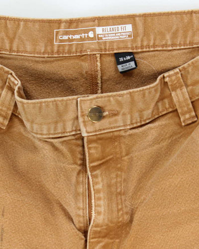 Vintage Carhartt Heavyweight Double Knee Beige Faded Carpenter Trousers - W34 L28