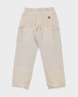 Vintage Carhartt Single Knee Grey Faded Carpenter Trousers - W30 L31
