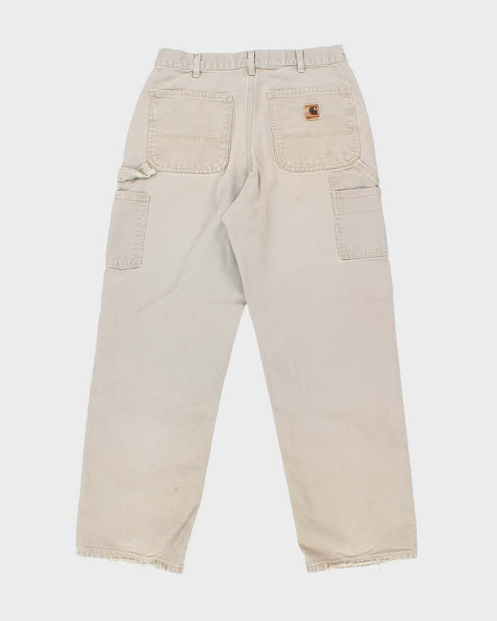 Vintage Carhartt Single Knee Grey Faded Carpenter Trousers - W30 L31