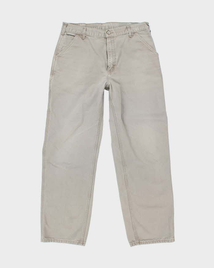 Vintage Carhartt Single Knee Grey Faded Carpenter Trousers - W34 L32