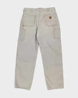 Vintage Carhartt Single Knee Grey Faded Carpenter Trousers - W34 L32