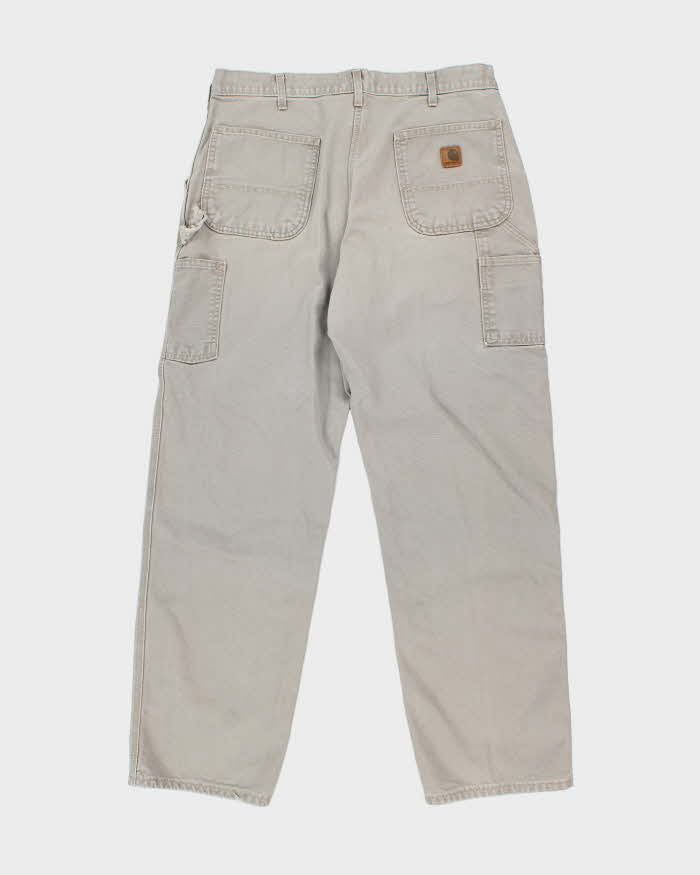 Vintage Carhartt Single Knee Grey Faded Carpenter Trousers - W34 L32