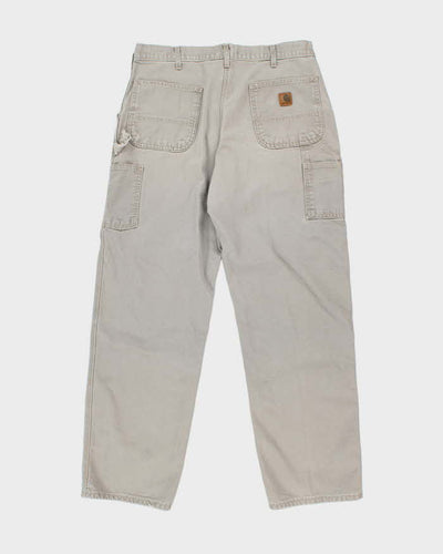 Vintage Carhartt Single Knee Grey Faded Carpenter Trousers - W34 L32