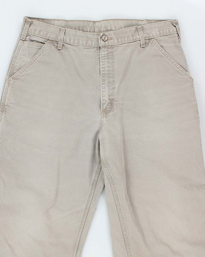 Vintage Carhartt Single Knee Grey Faded Carpenter Trousers - W34 L32