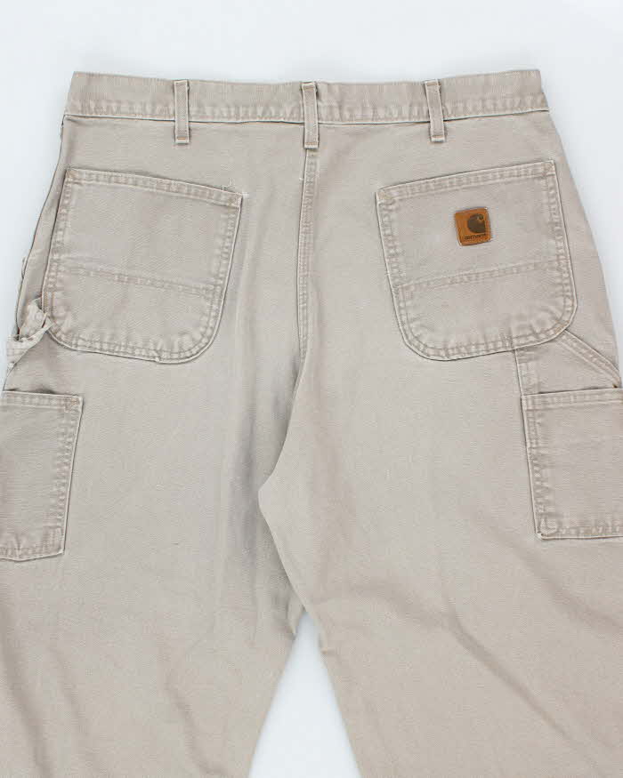 Vintage Carhartt Single Knee Grey Faded Carpenter Trousers - W34 L32