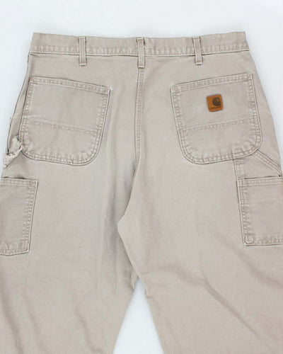 Vintage Carhartt Single Knee Grey Faded Carpenter Trousers - W34 L32