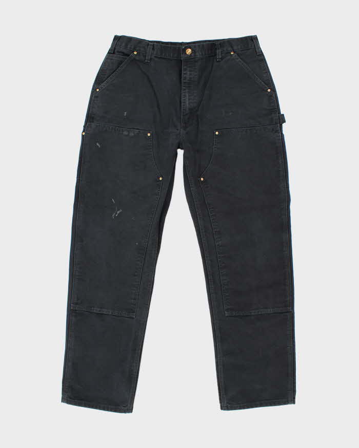 Vintage Carhartt Double Knee Black Faded Carpenter Trousers - W36 L33