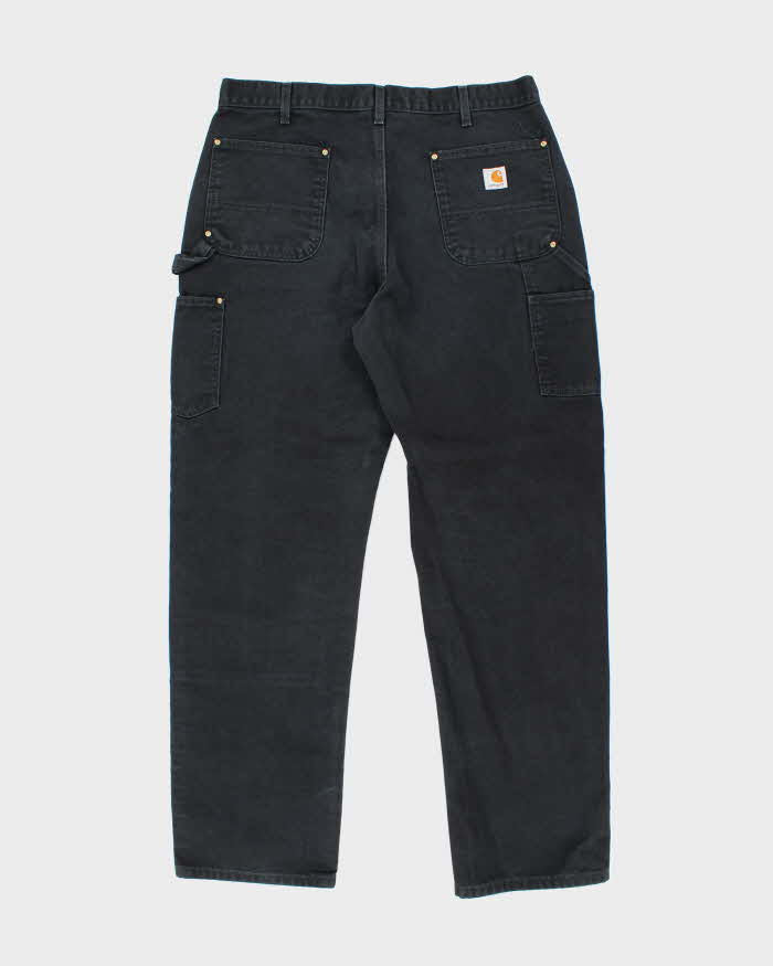 Vintage Carhartt Double Knee Black Faded Carpenter Trousers - W36 L33