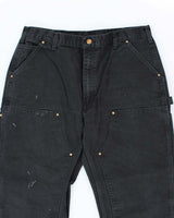 Vintage Carhartt Double Knee Black Faded Carpenter Trousers - W36 L33