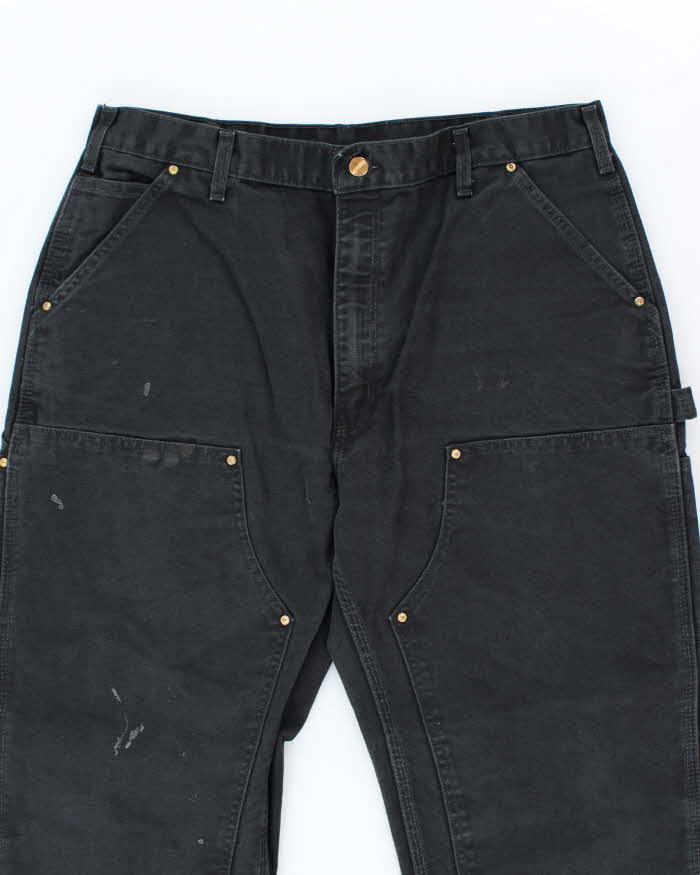 Vintage Carhartt Double Knee Black Faded Carpenter Trousers - W36 L33