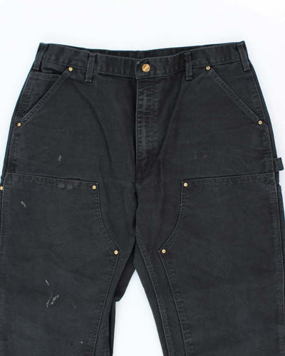 Vintage Carhartt Double Knee Black Faded Carpenter Trousers - W36 L33