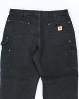 Vintage Carhartt Double Knee Black Faded Carpenter Trousers - W36 L33