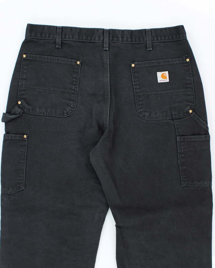 Vintage Carhartt Double Knee Black Faded Carpenter Trousers - W36 L33