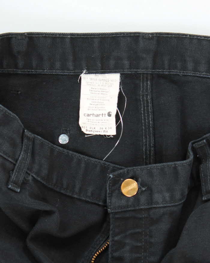 Vintage Carhartt Double Knee Black Faded Carpenter Trousers - W36 L33