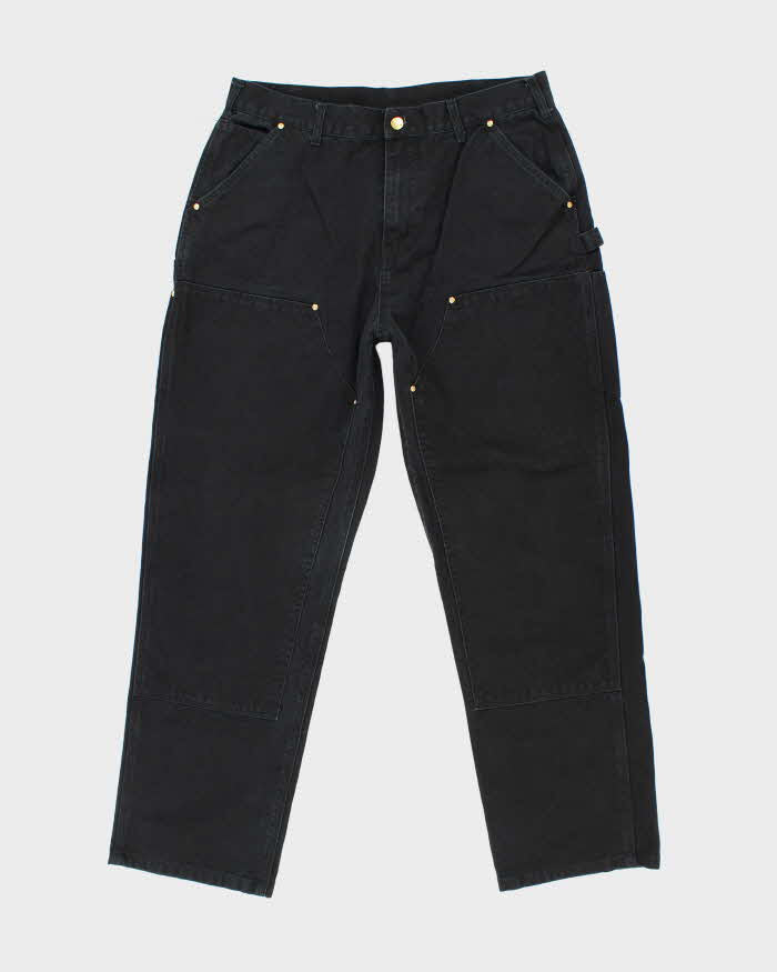 Vintage Carhartt Double Knee Black Faded Carpenter Trousers - W34 L31