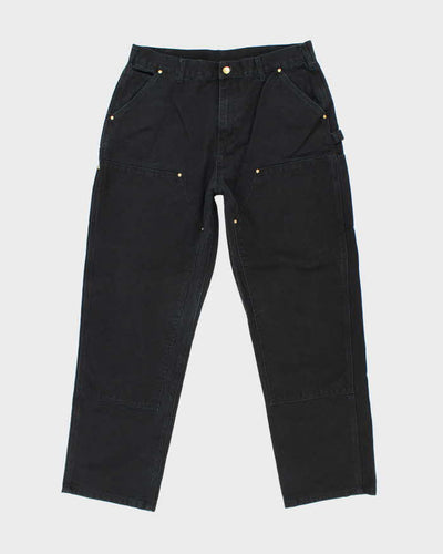 Vintage Carhartt Double Knee Black Faded Carpenter Trousers - W34 L31