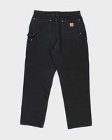 Vintage Carhartt Double Knee Black Faded Carpenter Trousers - W34 L31