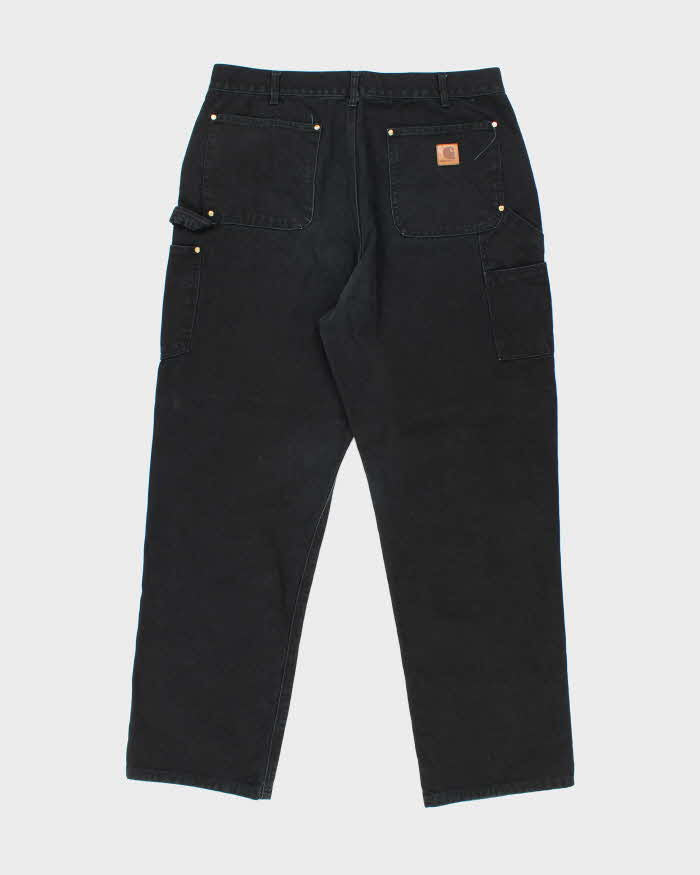 Vintage Carhartt Double Knee Black Faded Carpenter Trousers - W34 L31