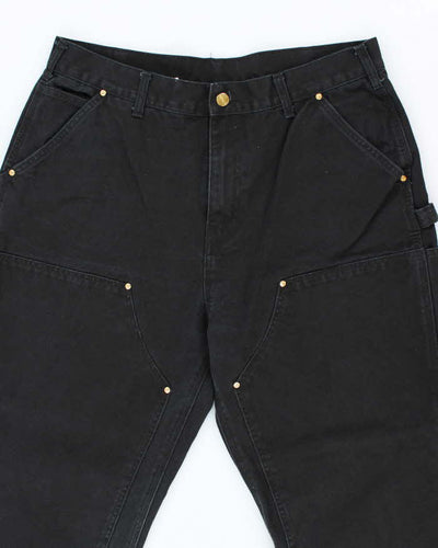 Vintage Carhartt Double Knee Black Faded Carpenter Trousers - W34 L31