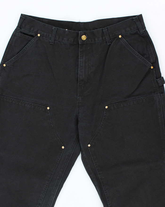 Vintage Carhartt Double Knee Black Faded Carpenter Trousers - W34 L31