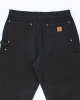 Vintage Carhartt Double Knee Black Faded Carpenter Trousers - W34 L31