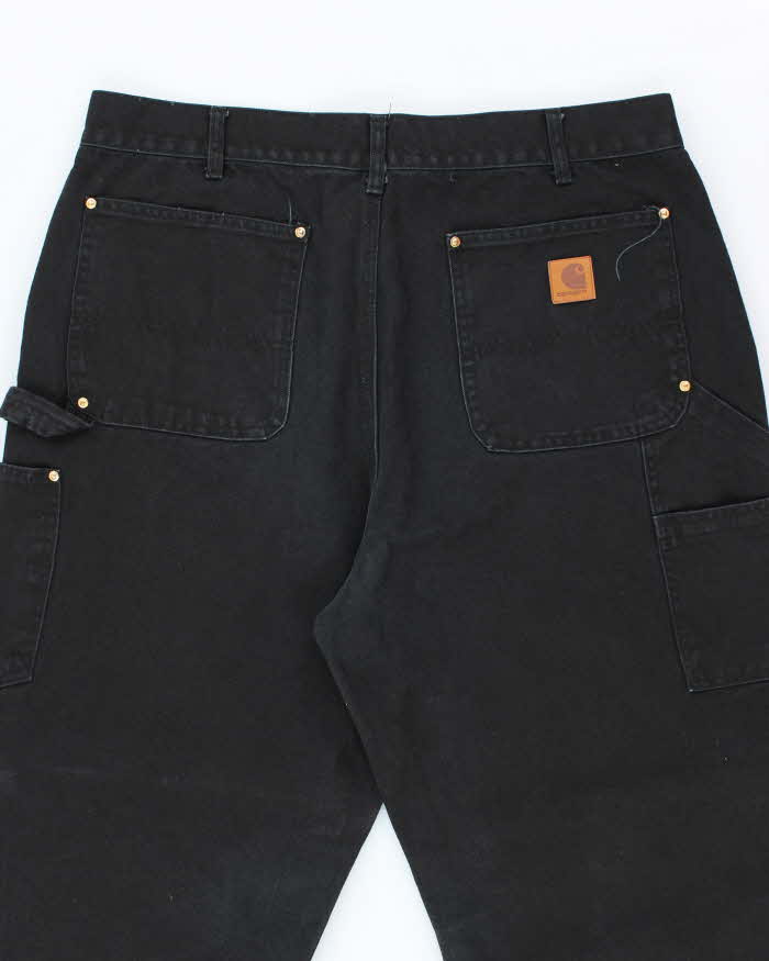 Vintage Carhartt Double Knee Black Faded Carpenter Trousers - W34 L31