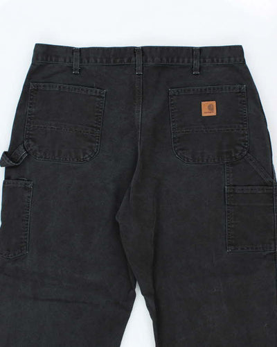 Vintage Carhartt Single Knee Black Faded Carpenter Trousers - W38 L26