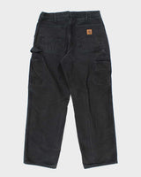 Vintage Carhartt Single Knee Black Faded Carpenter Trousers - W34 L30