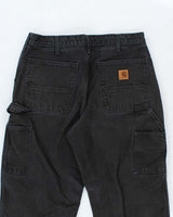 Vintage Carhartt Single Knee Black Faded Carpenter Trousers - W34 L30