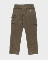 Vintage Carhartt Brown Faded Single Knee Carpenter Cargo Trousers - W33 L30