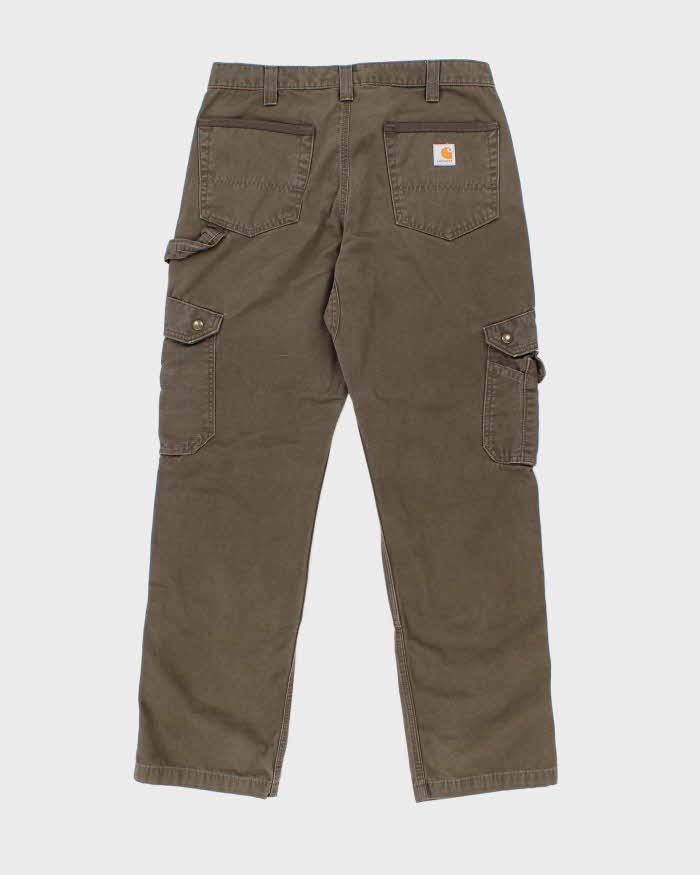 Vintage Carhartt Brown Faded Single Knee Carpenter Cargo Trousers - W33 L30