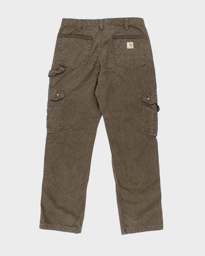 Vintage Carhartt Brown Faded Single Knee Carpenter Cargo Trousers - W33 L30
