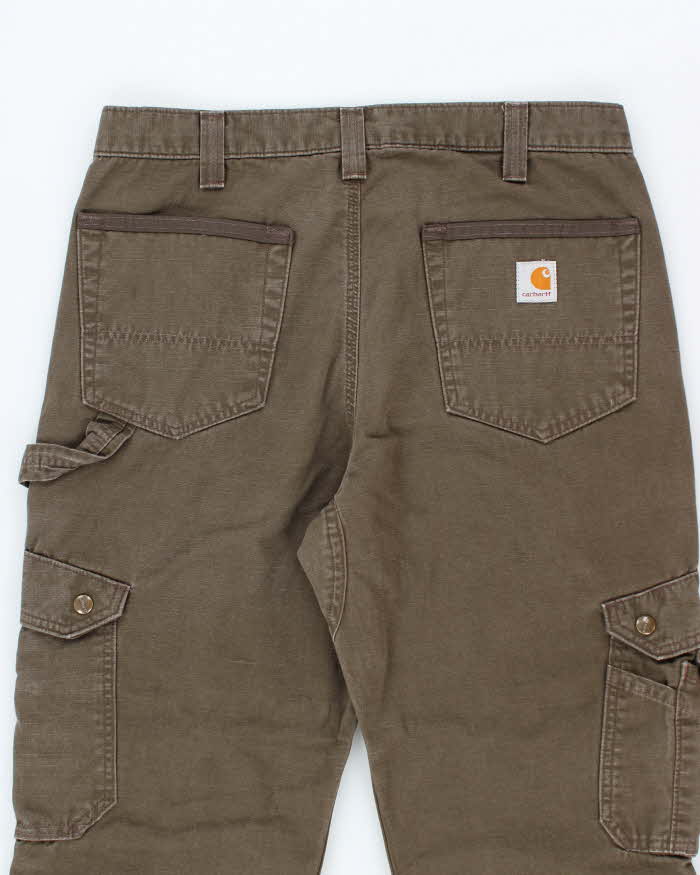 Vintage Carhartt Brown Faded Single Knee Carpenter Cargo Trousers - W33 L30