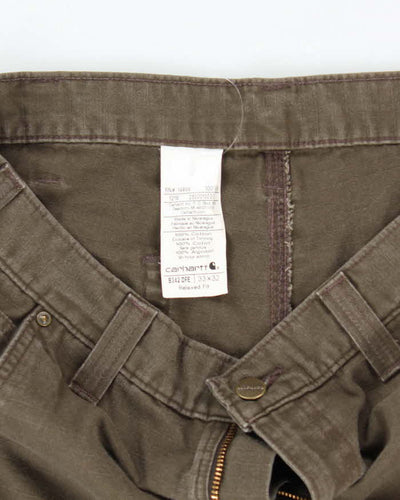 Vintage Carhartt Brown Faded Single Knee Carpenter Cargo Trousers - W33 L30