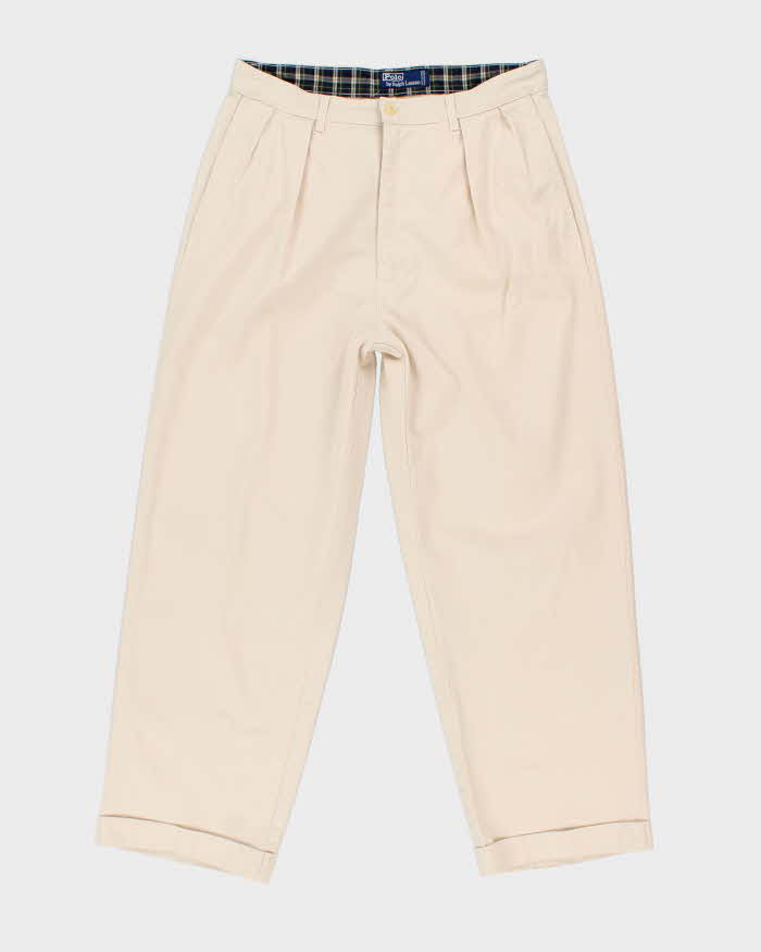Vintage Ralph Lauren Wide Leg Beige Chinos - W32 L27