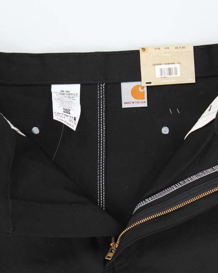 Vintage Deadstock with Tags Carhartt Heavyweight Black Double Knee Carpenter Trousers - W38 L32