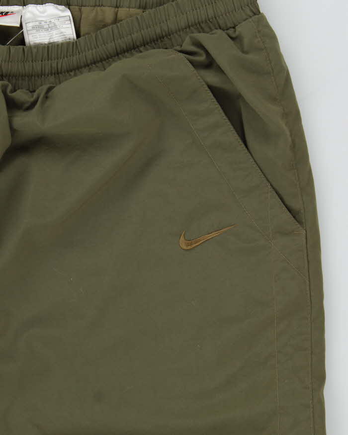Vintage 1990s Khaki Nike Loose Fit Tracksuit Bottoms - W36 L32