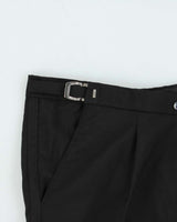 Vintage 1980s Yves Saint Laurent Black Wide Straight Leg Adjustable Wool Trousers - W34 L28