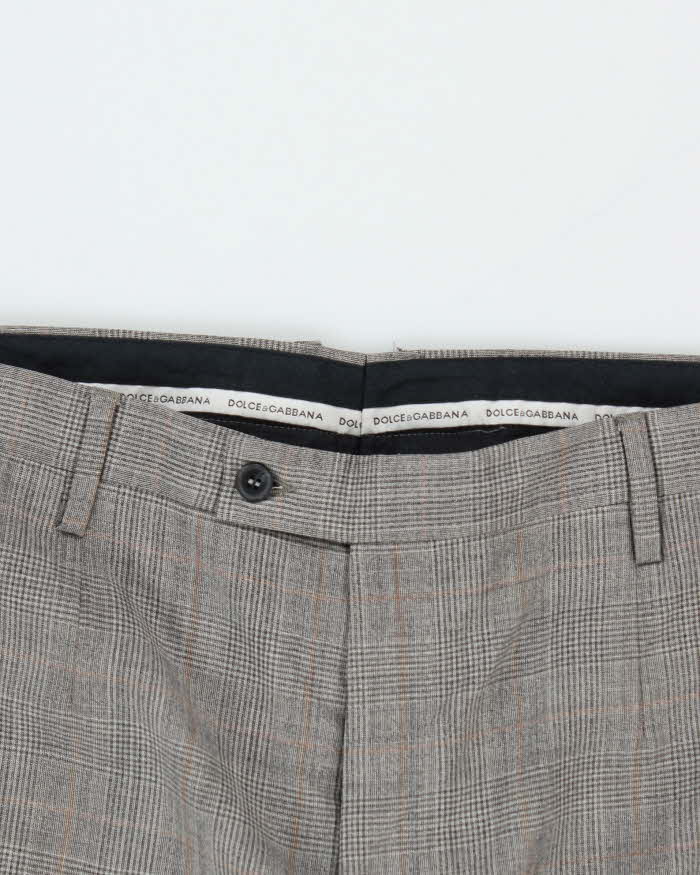 Vintage Dolce &amp; Gabbana Check Wool Straight Leg Suit Trousers - W35 L34