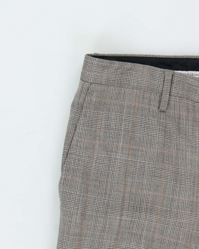 Vintage Dolce &amp; Gabbana Check Wool Straight Leg Suit Trousers - W35 L34