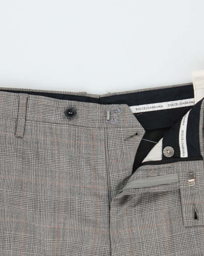 Vintage Dolce &amp; Gabbana Check Wool Straight Leg Suit Trousers - W35 L34