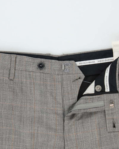 Vintage Dolce & Gabbana Check Wool Straight Leg Suit Trousers - W35 L34