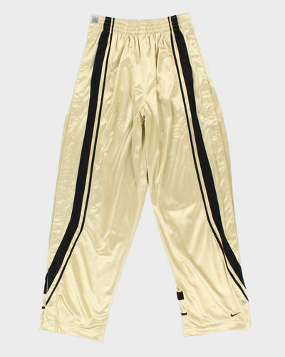 Vintage Y2K 00s Nike Basketball Gold Wide Leg Popper Tracksuit Bottoms - L