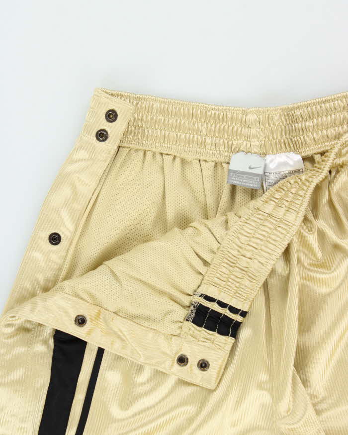 Vintage Y2K 00s Nike Basketball Gold Wide Leg Popper Tracksuit Bottoms - L