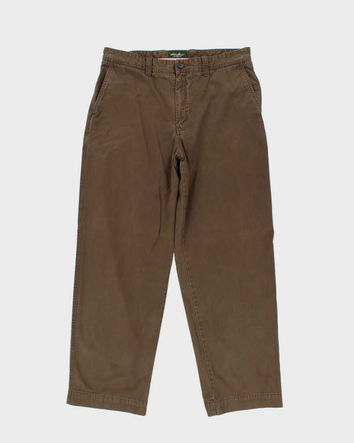 Vintage 00s Eddie Bauer Khaki Classic Wide Fit Trousers - W35 L31